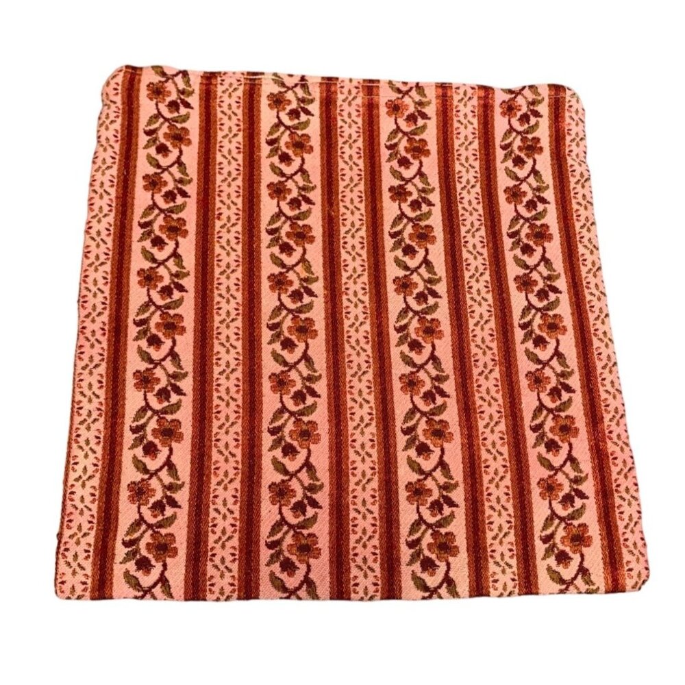 Vintage Floral Striped Cushion Cover With Zipper 12"